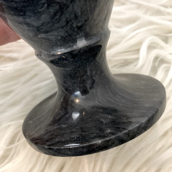 Black-Gray Marble Onyx Stone Carved Vase - Picture 7 of 11